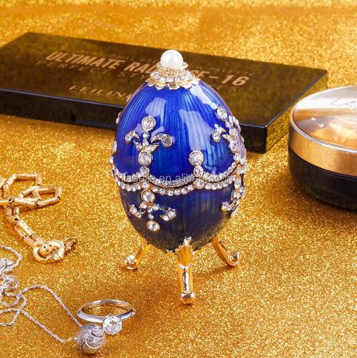 锌合金材料镀金水晶水钻 faberge 蛋俄罗斯珠宝搪瓷饰品盒结婚礼物