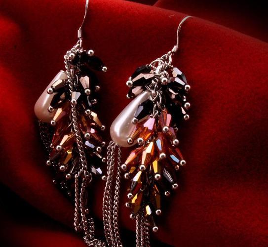 天奢珠宝 复古水晶耳环 纯手工饰品珍珠流苏耳饰欧美 串珠20